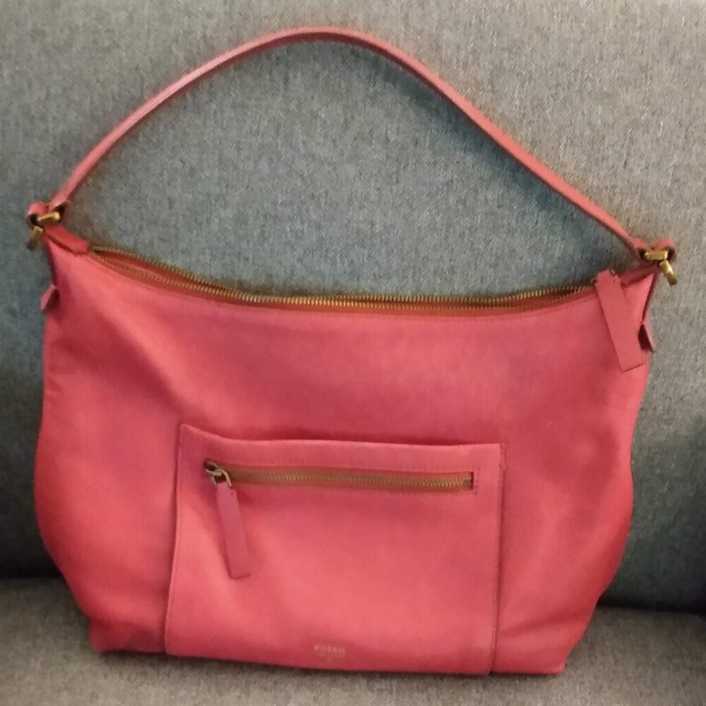 Fossil Raspberry Leather Cross-body Satchel